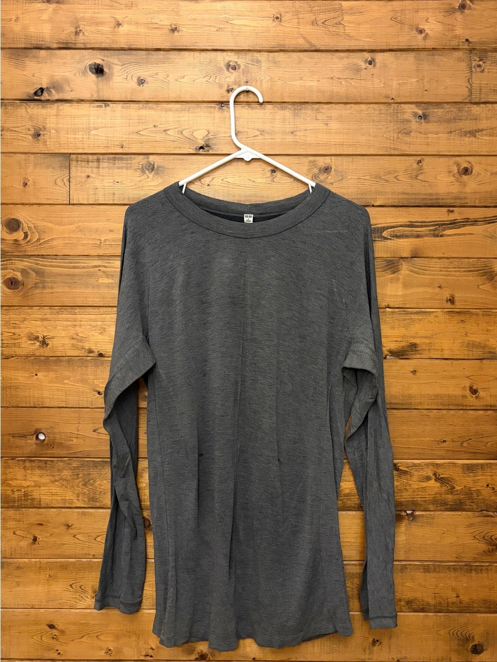 Uniqlo Women's Long-Sleeve Crewneck Top - Charcoal Gray